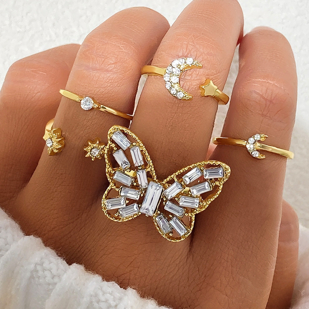 Fashion Jewelry Silver Color Butterfly Rings