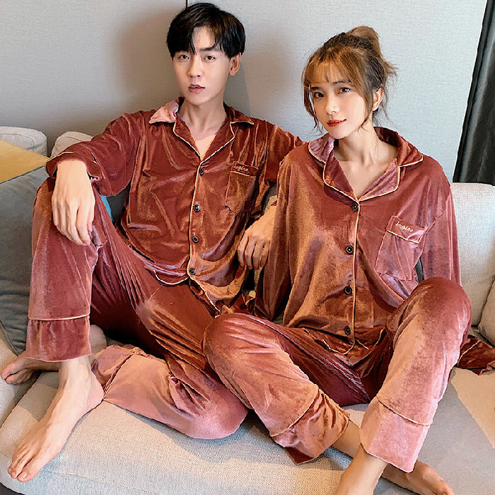 Home wear couples velveteen pajamas