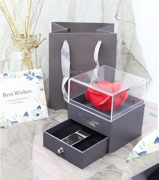 Eternal flower gift box Earring Necklace Pendant box couple ring box