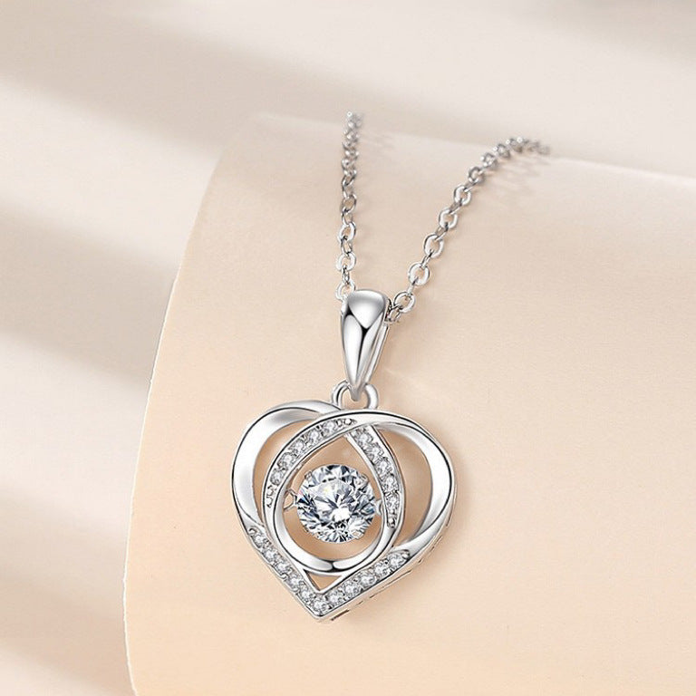 S925 Beating Heart-shaped Necklace Women