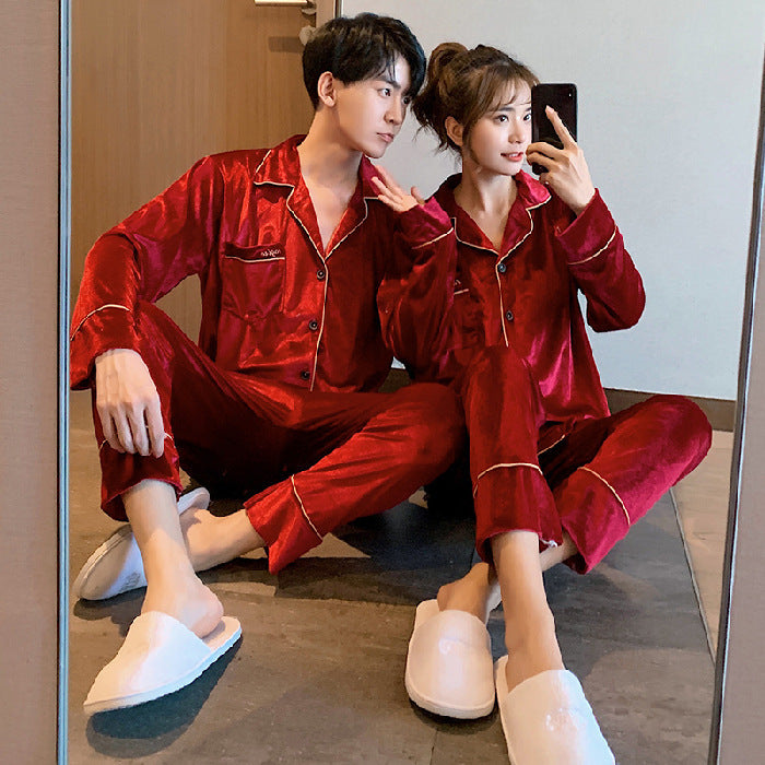 Home wear couples velveteen pajamas