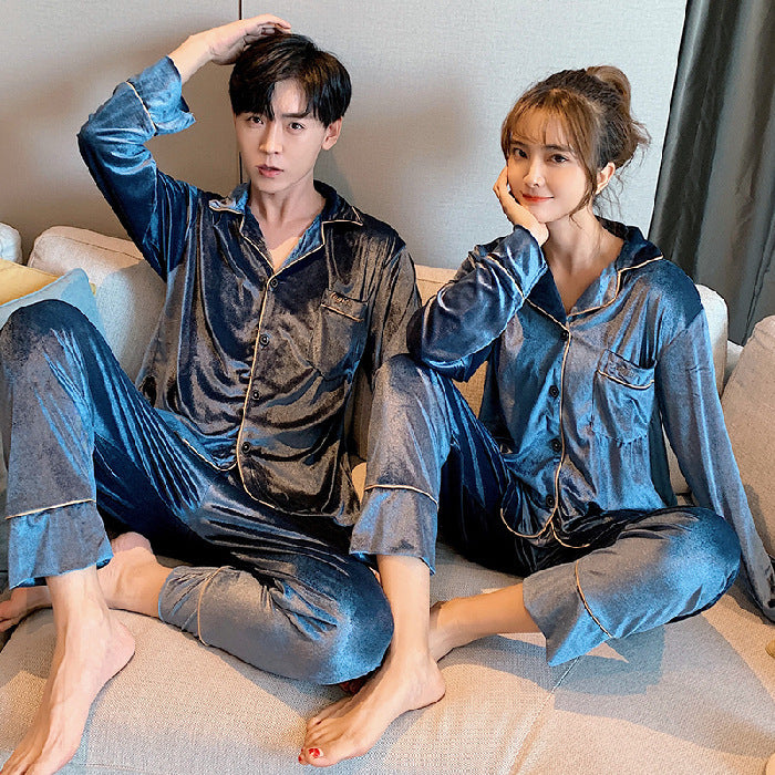 Home wear couples velveteen pajamas