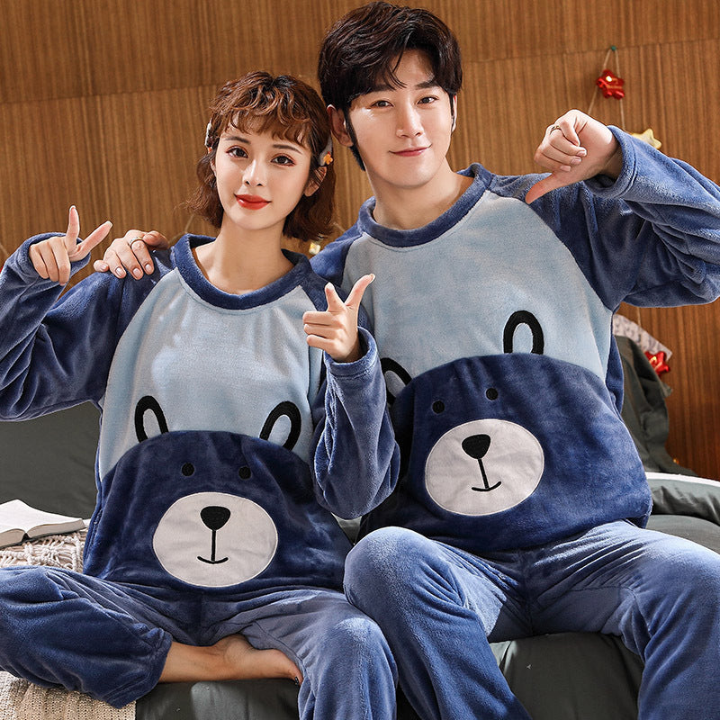 Couples Warm And Velvet Thickened Home Service Pajamas Set