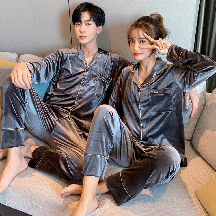 Home wear couples velveteen pajamas