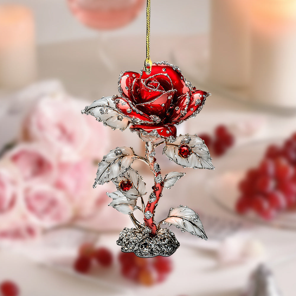 Red Rose 2D Pendant Car Interior Design