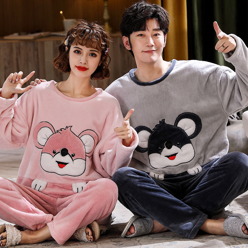 Couples Warm And Velvet Thickened Home Service Pajamas Set