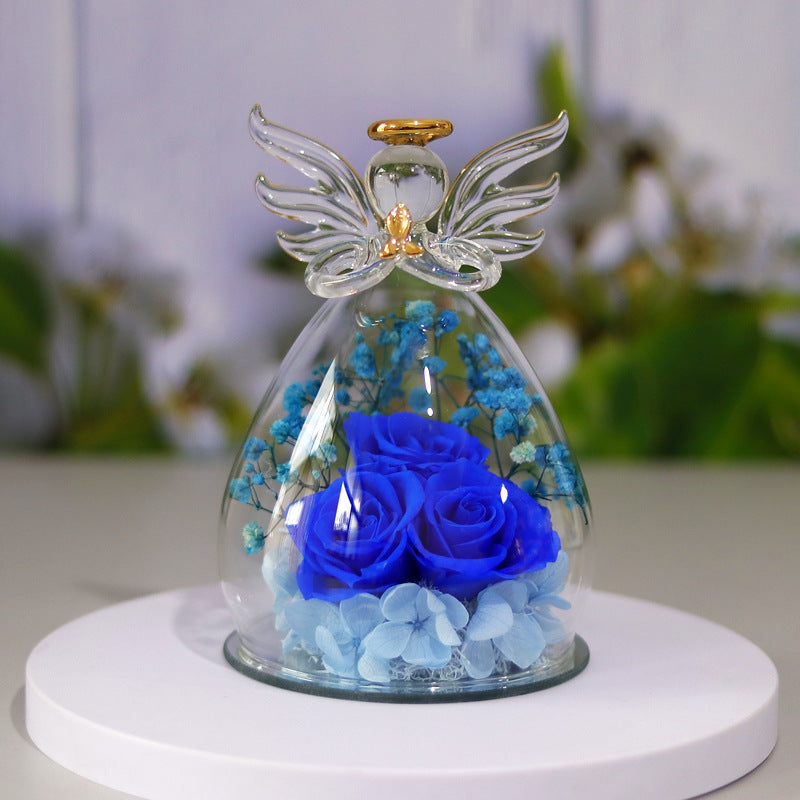 Eternal Flower Gift Box Angel Glass Cover Dried Rose