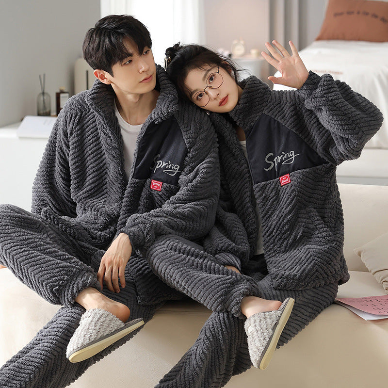 Flannel Couple Pajamas Men's Autumn And Winter