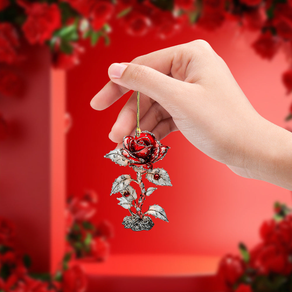 Red Rose 2D Pendant Car Interior Design