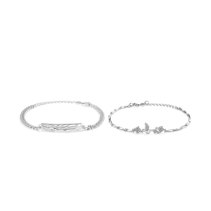 Personalized Bird Diamond Couples Bracelet