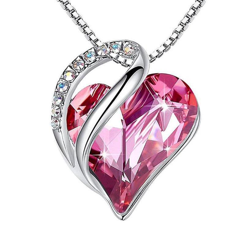 925 Sliver Heart Shaped Geometric Necklace Jewelry