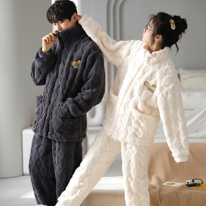 Flannel Couple Pajamas Men's Autumn And Winter