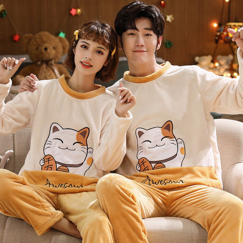 Couples Warm And Velvet Thickened Home Service Pajamas Set