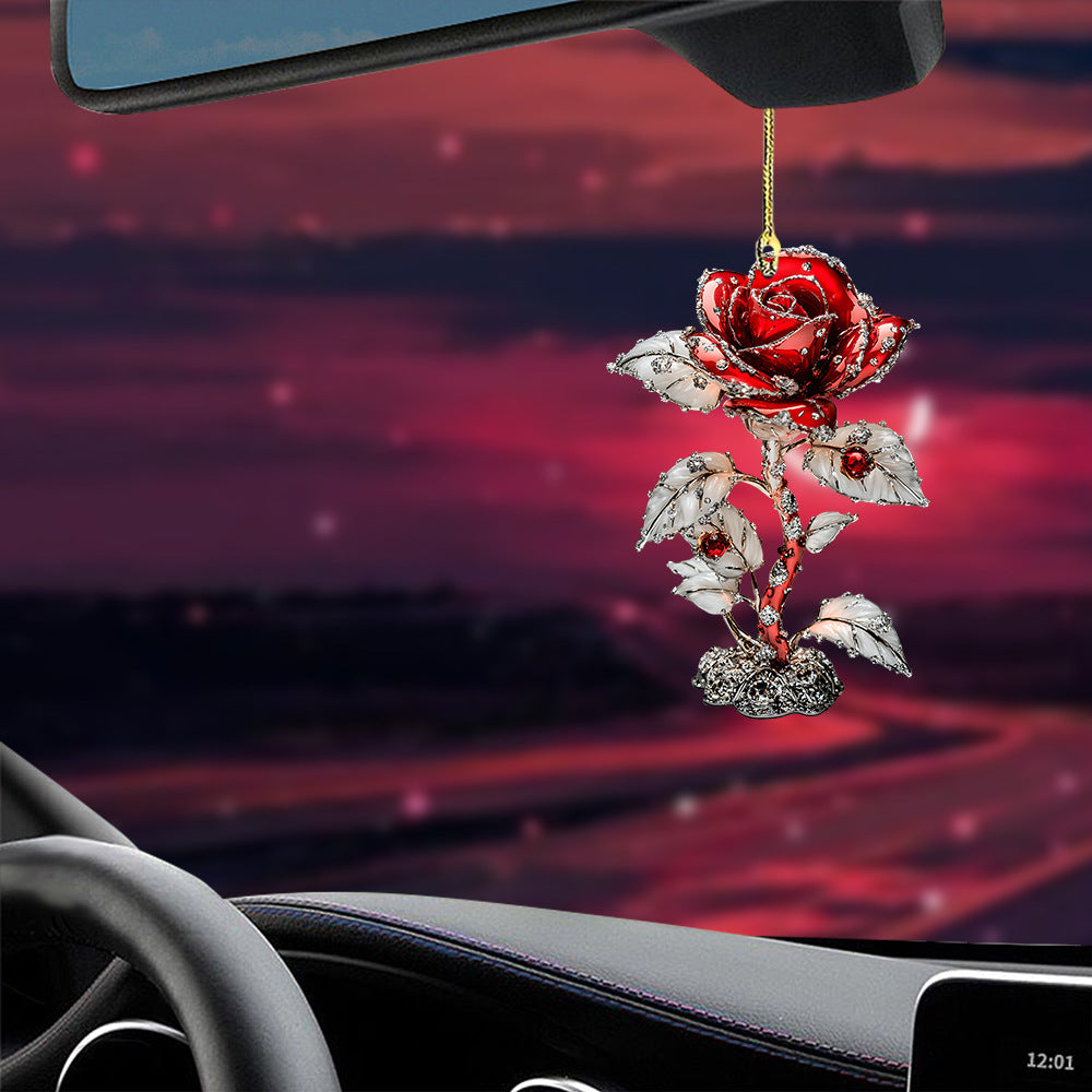 Red Rose 2D Pendant Car Interior Design