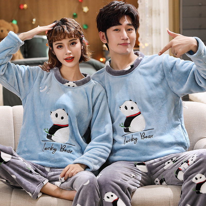 Couples Warm And Velvet Thickened Home Service Pajamas Set