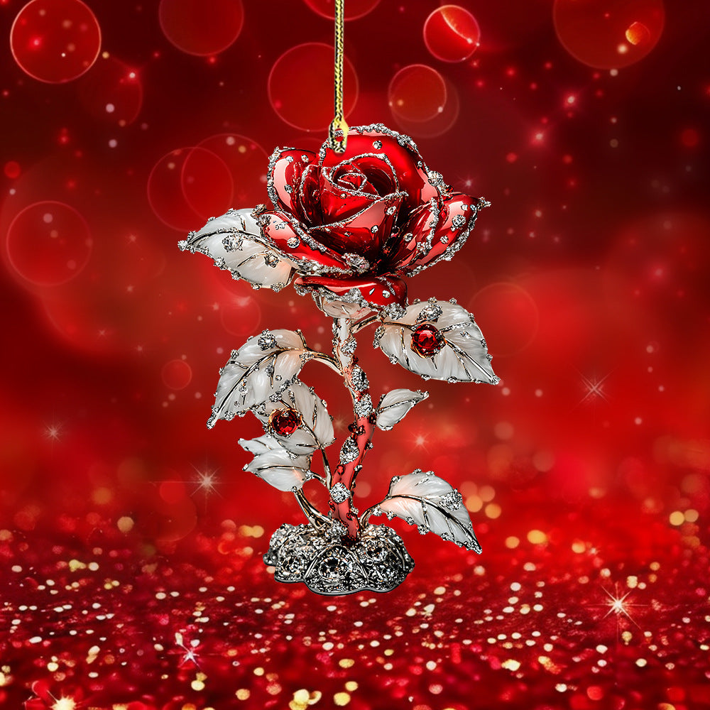 Red Rose 2D Pendant Car Interior Design