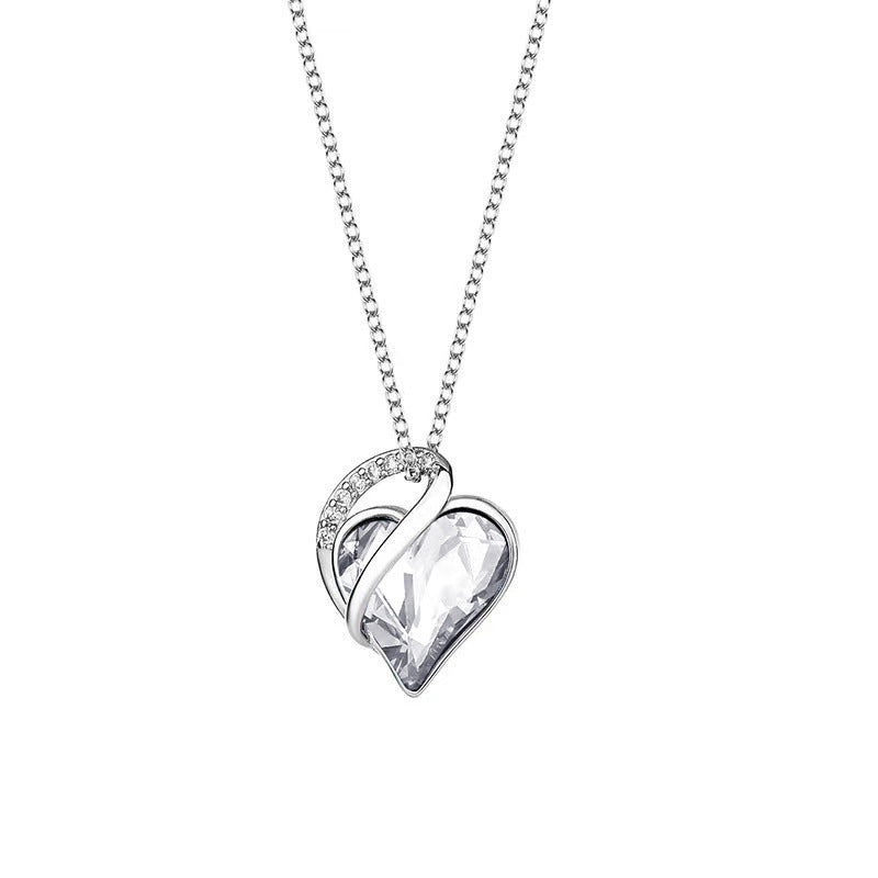 925 Sliver Heart Shaped Geometric Necklace Jewelry