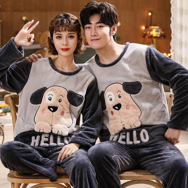 Couples Warm And Velvet Thickened Home Service Pajamas Set