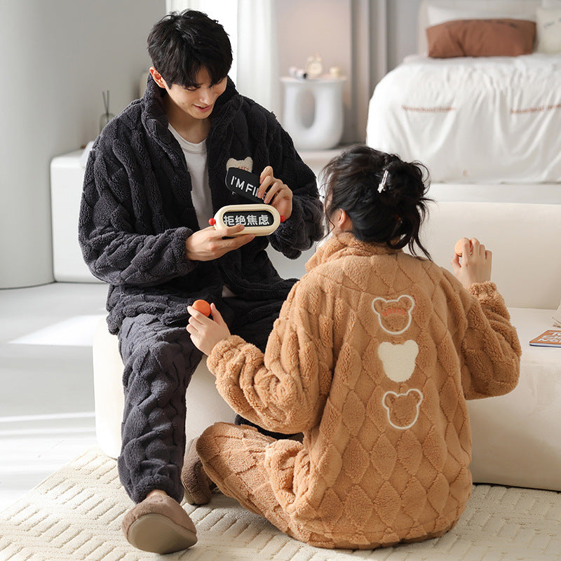 Flannel Couple Pajamas Men's Autumn And Winter