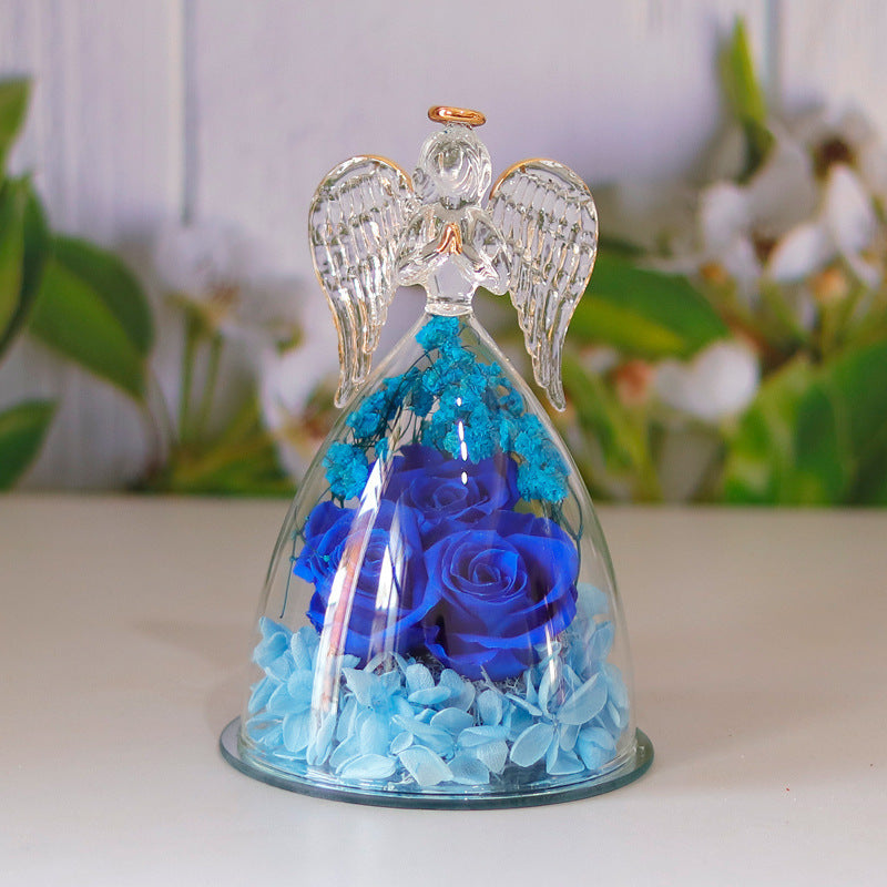 Eternal Flower Gift Box Angel Glass Cover Dried Rose