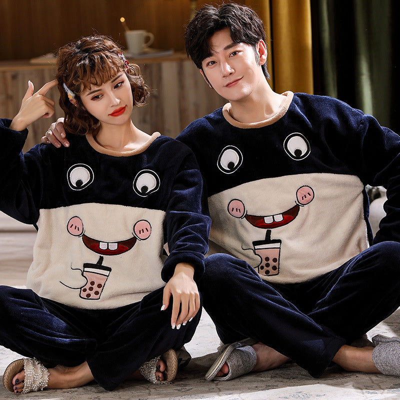 Couples Warm And Velvet Thickened Home Service Pajamas Set