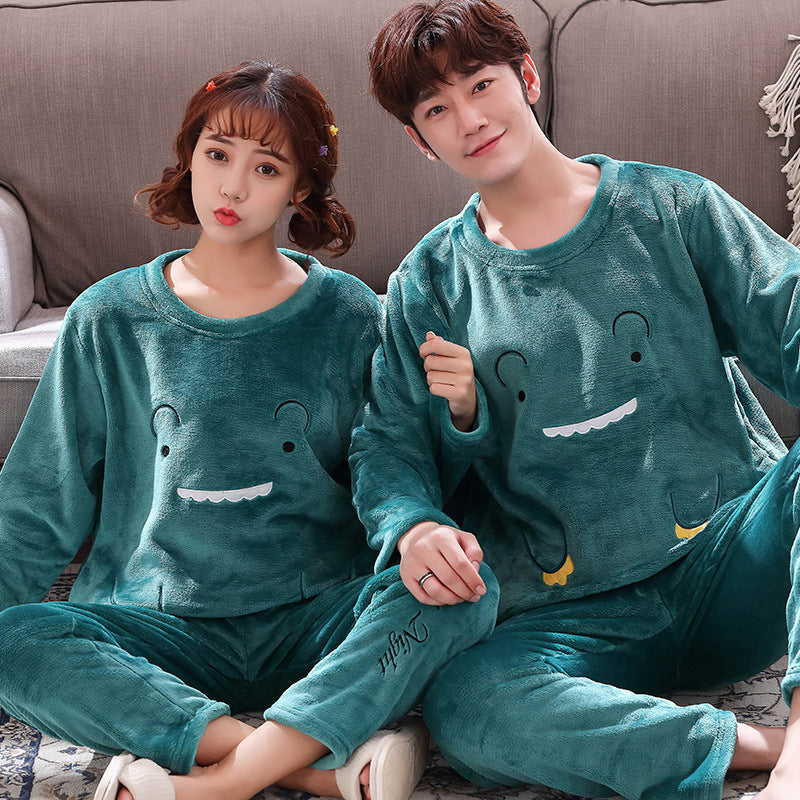 Couples Warm And Velvet Thickened Home Service Pajamas Set